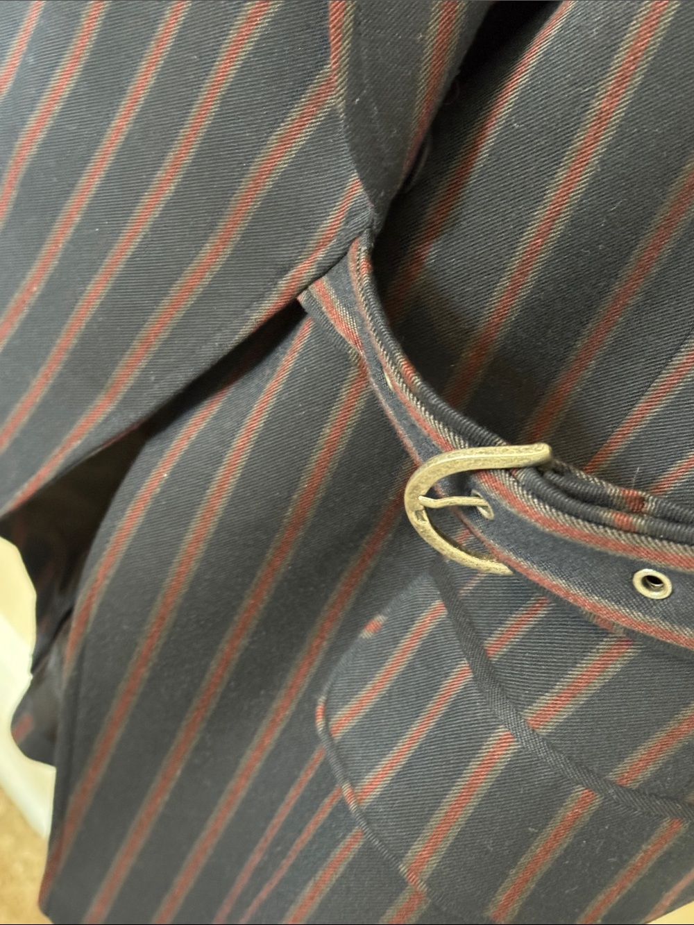 Anthropologie Navy Pinstripe Sleeveless Belted Vest - Picture 7 of 11